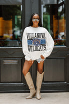 VILLANOVA WILDCATS FAIR CATCH PREMIUM FLEECE DROP SHOULDER CREWNECK PULLOVER