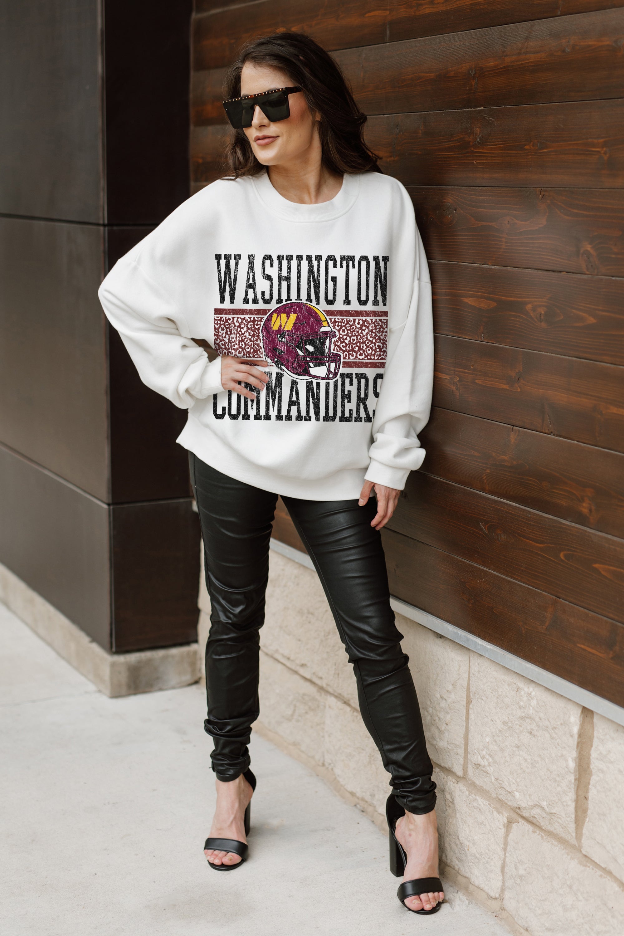 WASHINGTON COMMANDERS FAIR CATCH PREMIUM FLEECE DROP SHOULDER CREWNECK PULLOVER