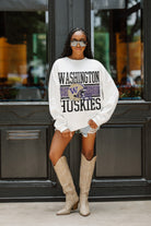 WASHINGTON HUSKIES FAIR CATCH PREMIUM FLEECE DROP SHOULDER CREWNECK PULLOVER