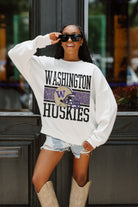 WASHINGTON HUSKIES FAIR CATCH PREMIUM FLEECE DROP SHOULDER CREWNECK PULLOVER