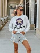 WASHINGTON HUSKIES GOING WILD PREMIUM FLEECE DROP SHOULDER CREWNECK PULLOVER