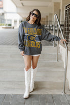 WISCONSIN-EAU CLAIRE BLUGOLDS WILD TAILGATE PREMIUM FLEECE DROP SHOULDER CREWNECK PULLOVER