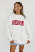 WISCONSIN BADGERS ALL-STAR APPEAL PREMIUM FLEECE DROP SHOULDER CREWNECK PULLOVER BY MADI PREWETT TROUTT