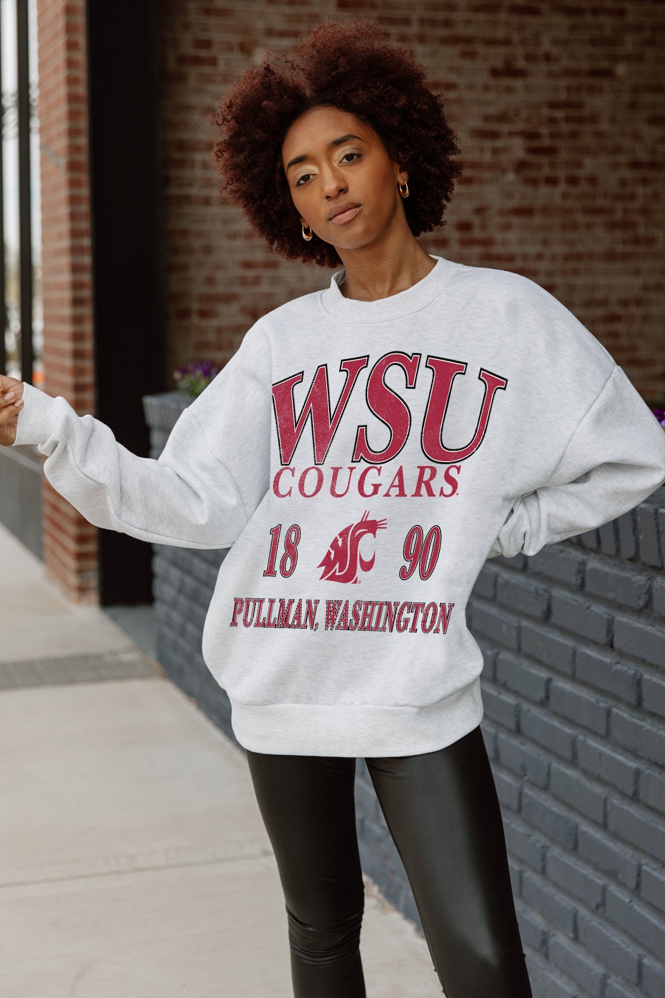 WASHINGTON STATE COUGARS ALLEGIANCE PREMIUM FLEECE DROP SHOULDER CREWNECK PULLOVER