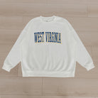 WEST VIRGINIA MOUNTAINEERS ALL-STAR APPEAL PREMIUM FLEECE DROP SHOULDER CREWNECK PULLOVER BY MADI PREWETT TROUTT