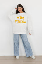 WEST VIRGINIA MOUNTAINEERS ALL-STAR STYLE PREMIUM FLEECE DROP SHOULDER CREWNECK PULLOVER BY MADI PREWETT TROUTT