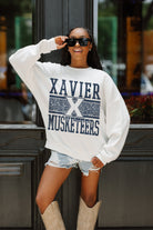 XAVIER MUSKETEERS FAIR CATCH PREMIUM FLEECE DROP SHOULDER CREWNECK PULLOVER