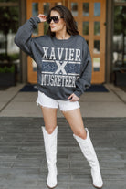 XAVIER MUSKETEERS WILD TAILGATE PREMIUM FLEECE DROP SHOULDER CREWNECK PULLOVER