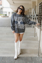 XAVIER MUSKETEERS WILD TAILGATE PREMIUM FLEECE DROP SHOULDER CREWNECK PULLOVER