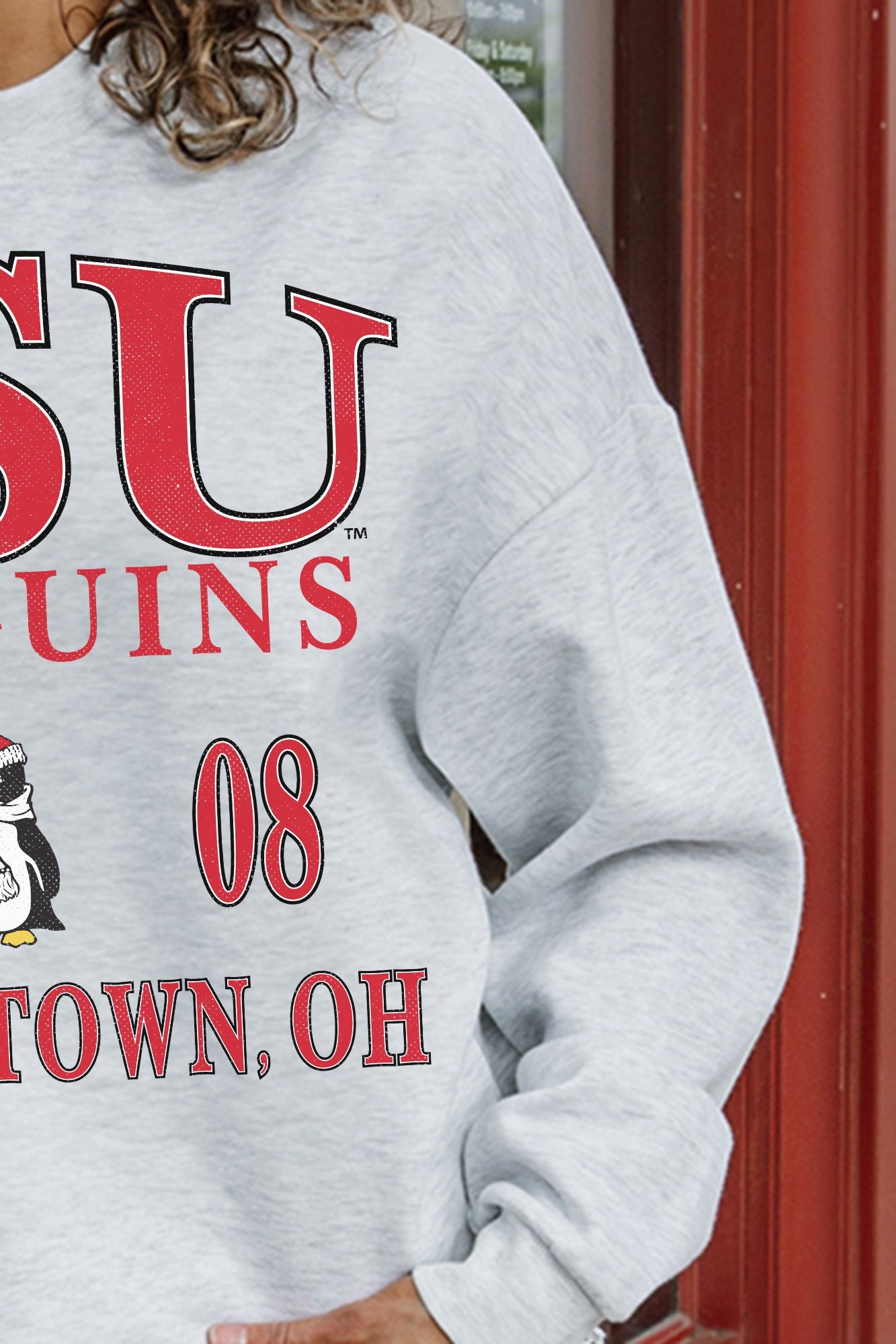 YOUNGSTOWN STATE PENGUINS ALLEGIANCE PREMIUM FLEECE DROP SHOULDER CREWNECK PULLOVER