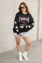 ARIZONA CARDINALS GAMEDAY GLIMMER EMBELLISHED STAR SLEEVE CREWNECK PULLOVER