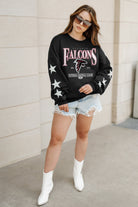 ATLANTA FALCONS GAMEDAY GLIMMER EMBELLISHED STAR SLEEVE CREWNECK PULLOVER