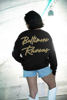 BALTIMORE RAVENS RADIANT ENERGY EMBELLISHED STAR SLEEVE CREWNECK PULLOVER