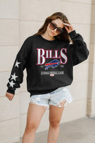 BUFFALO BILLS GAMEDAY GLIMMER EMBELLISHED STAR SLEEVE CREWNECK PULLOVER