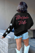 BUFFALO BILLS RADIANT ENERGY EMBELLISHED STAR SLEEVE CREWNECK PULLOVER IN BLACK