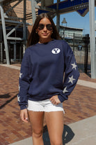 BYU COUGARS DEDICATION EMBELLISHED STAR SLEEVE CREWNECK PULLOVER