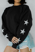 CAROLINA PANTHERS RADIANT ENERGY EMBELLISHED STAR SLEEVE CREWNECK PULLOVER