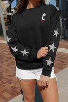 CINCINNATI BEARCATS DEDICATION EMBELLISHED STAR SLEEVE CREWNECK PULLOVER