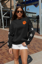 CLEMSON TIGERS DEDICATION EMBELLISHED STAR SLEEVE CREWNECK PULLOVER