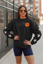 CLEMSON TIGERS DEDICATION EMBELLISHED STAR SLEEVE CREWNECK PULLOVER