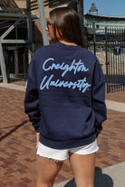 CREIGHTON BLUEJAYS DEDICATION EMBELLISHED STAR SLEEVE CREWNECK PULLOVER