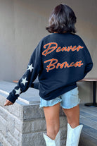 DENVER BRONCOS RADIANT ENERGY EMBELLISHED STAR SLEEVE CREWNECK PULLOVER