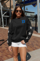 DUKE BLUE DEVILS DEDICATION EMBELLISHED STAR SLEEVE CREWNECK PULLOVER