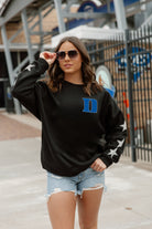 DUKE BLUE DEVILS DEDICATION EMBELLISHED STAR SLEEVE CREWNECK PULLOVER