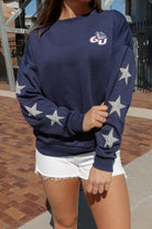 GONZAGA BULLDOGS DEDICATION EMBELLISHED STAR SLEEVE CREWNECK PULLOVER