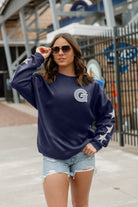 GEORGETOWN HOYAS DEDICATION EMBELLISHED STAR SLEEVE CREWNECK PULLOVER