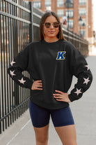 KENT STATE GOLDEN FLASHES DEDICATION EMBELLISHED STAR SLEEVE CREWNECK PULLOVER