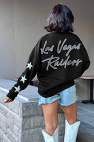 LAS VEGAS RAIDERS RADIANT ENERGY EMBELLISHED STAR SLEEVE CREWNECK PULLOVER