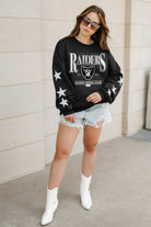 LAS VEGAS RAIDERS GAMEDAY GLIMMER EMBELLISHED STAR SLEEVE CREWNECK PULLOVER