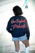 NEW ENGLAND PATRIOTS RADIANT ENERGY EMBELLISHED STAR SLEEVE CREWNECK PULLOVER