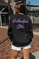 NORTHWESTERN STATE DEMONS DEDICATION EMBELLISHED STAR SLEEVE CREWNECK PULLOVER