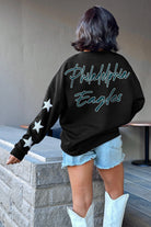 PHILADELPHIA EAGLES RADIANT ENERGY EMBELLISHED STAR SLEEVE CREWNECK PULLOVER