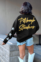 PITTSBURGH STEELERS RADIANT ENERGY EMBELLISHED STAR SLEEVE CREWNECK PULLOVER