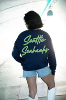 SEATTLE SEAHAWKS RADIANT ENERGY EMBELLISHED STAR SLEEVE CREWNECK PULLOVER