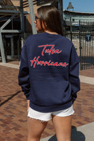 TULSA GOLDEN HURRICANE DEDICATION EMBELLISHED STAR SLEEVE CREWNECK PULLOVER