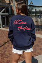 UCONN HUSKIES DEDICATION EMBELLISHED STAR SLEEVE CREWNECK PULLOVER