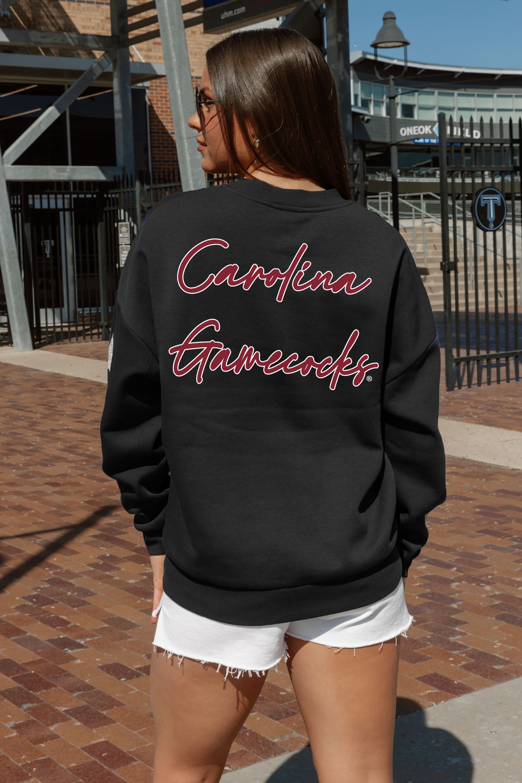 SOUTH CAROLINA GAMECOCKS DEDICATION EMBELLISHED STAR SLEEVE CREWNECK PULLOVER