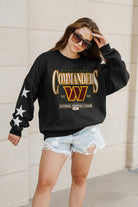 WASHINGTON COMMANDERS GAMEDAY GLIMMER EMBELLISHED STAR SLEEVE CREWNECK PULLOVER