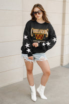 WASHINGTON COMMANDERS GAMEDAY GLIMMER EMBELLISHED STAR SLEEVE CREWNECK PULLOVER