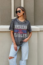 AMERICAN UNIVERSITY EAGLES CROWD GOES WILD ACID WASH BOYFRIEND TEE