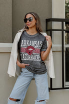 ARKANSAS RAZORBACKS CROWD GOES WILD ACID WASH BOYFRIEND TEE