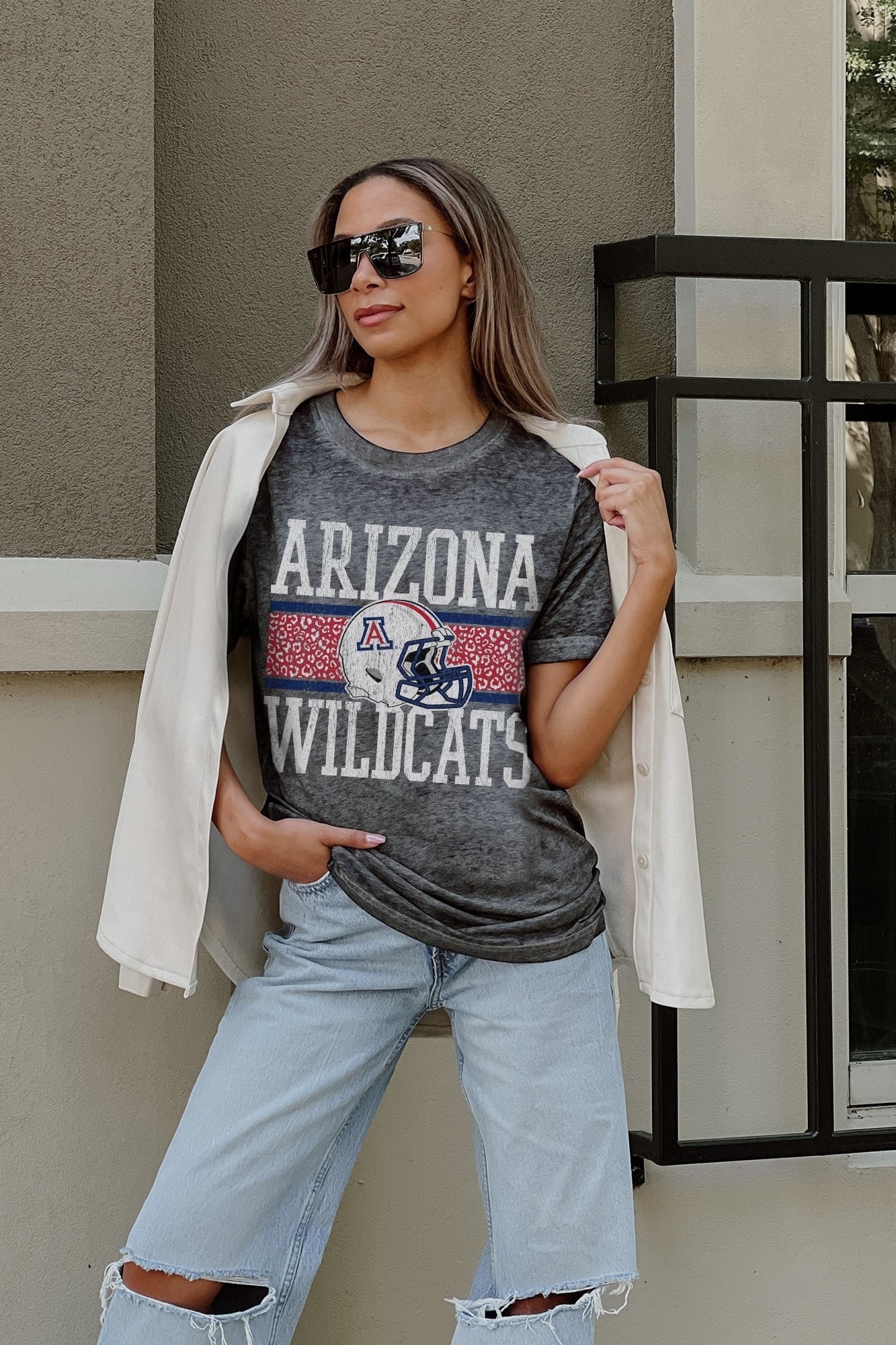 ARIZONA WILDCATS CROWD GOES WILD ACID WASH BOYFRIEND TEE