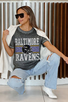 BALTIMORE RAVENS CROWD GOES WILD ACID WASH BOYFRIEND TEE