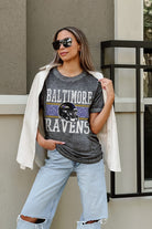 BALTIMORE RAVENS CROWD GOES WILD ACID WASH BOYFRIEND TEE