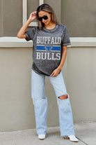 BUFFALO BULLS CROWD GOES WILD ACID WASH BOYFRIEND TEE