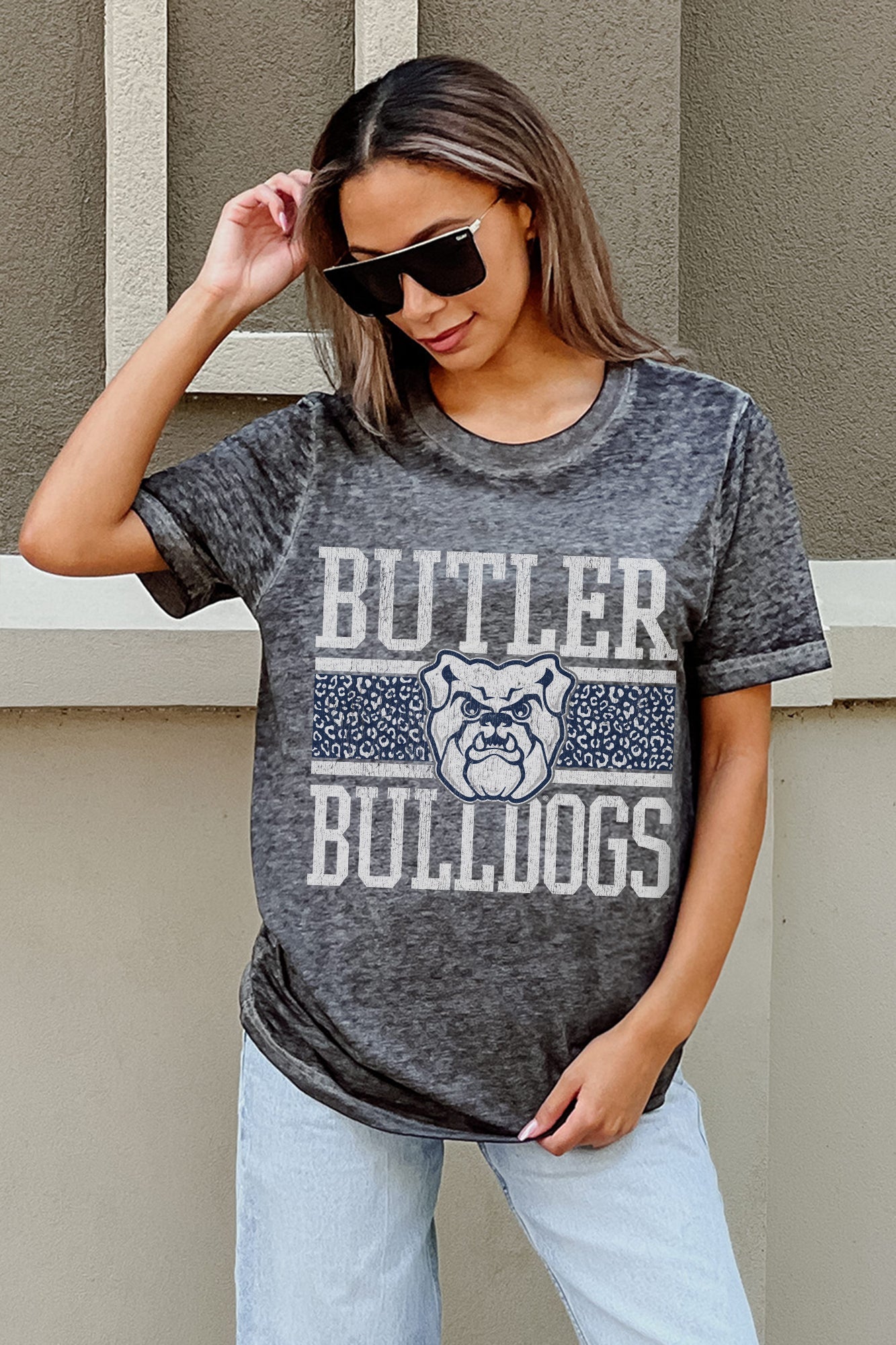 BUTLER BULLDOGS CROWD GOES WILD ACID WASH BOYFRIEND TEE